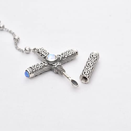 Sterling Silver .925 Solid Cruel Intention Cross Necklace Urn With Spoon - Image 4