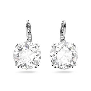 Millenia Earrings, Round cut crystal, White, Rhodium plated