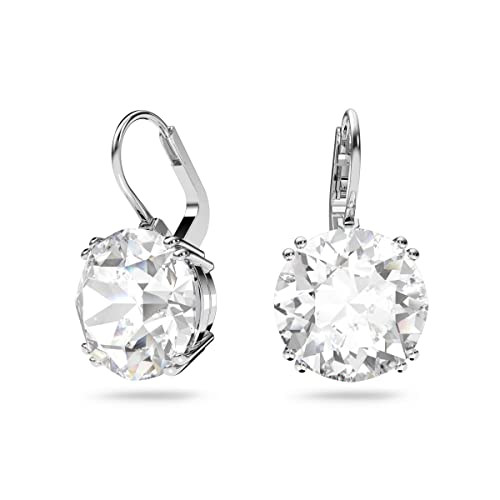 Millenia Earrings, Round cut crystal, White, Rhodium plated - Image 3