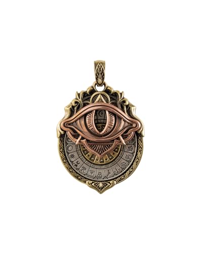 Tarot Vision Pendant - All-Seeing Eye Necklace, Tarot Card Symbol Pendant, Mystic Divination Jewelry, Spiritual Guidance, Fate Insights, Smooth Rotation (Brass & Copper & White Bronze)