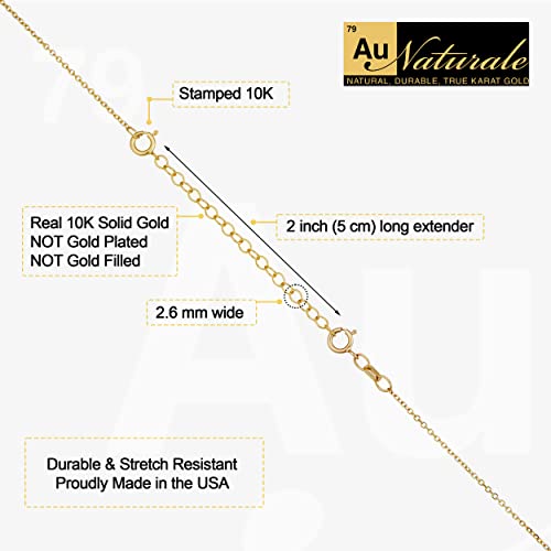 10k Yellow Gold Link Chain Extender for Necklace Anklet Bracelet (2.6 mm, 2 inch) - Image 4