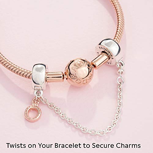 Dangling Crown O Safety Chain Charm - Compatible with Moments - Gift for Her - Made with Pandora Rose & Sterling Silver - with Gift Box - Image 5